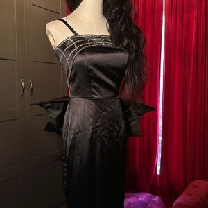 Burlesque goth spiderweb satin dress